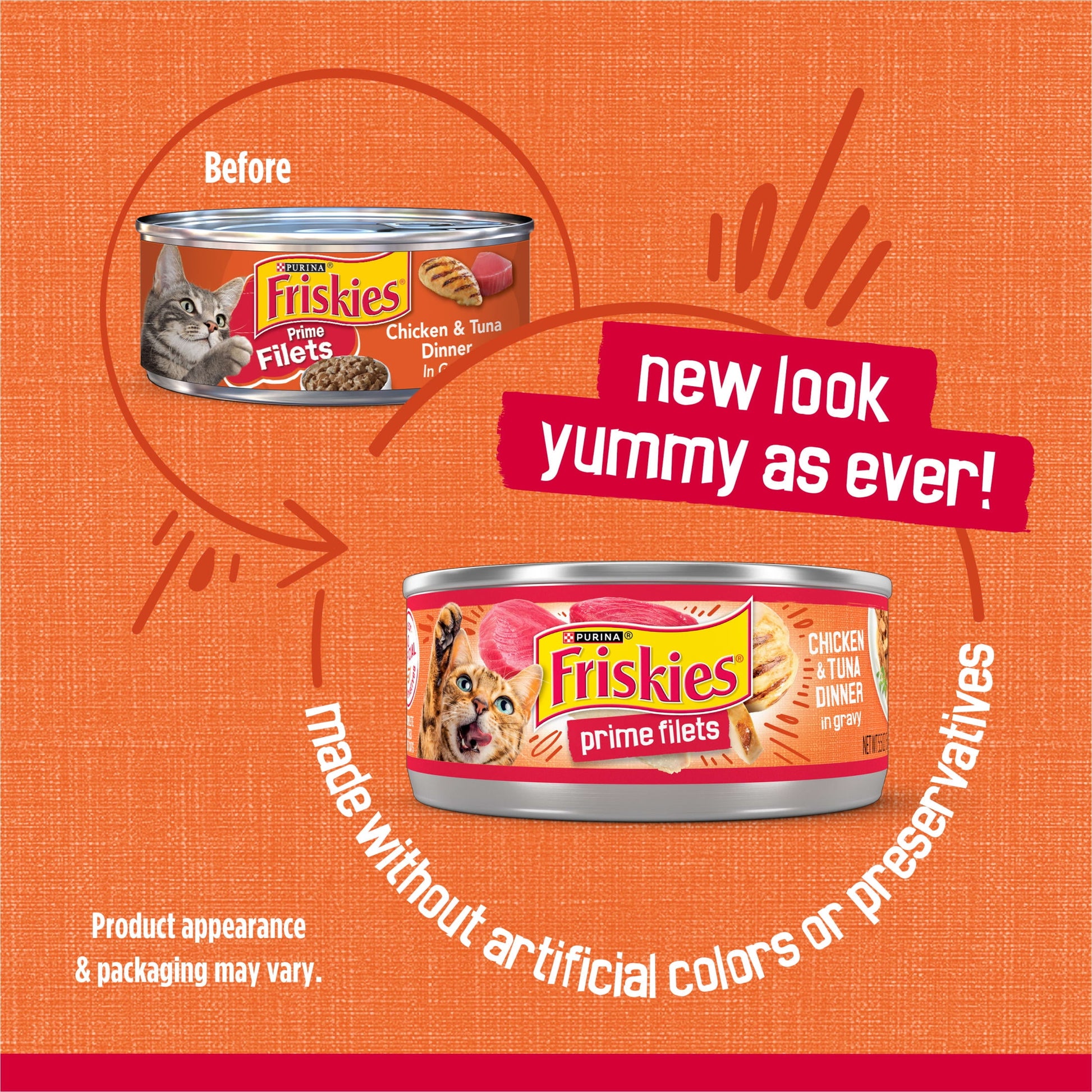 (12 pack) Purina Friskies Prime Filets, Chicken and Tuna Dinner in Gravy, Wet Cat Food, 5.5 oz Can